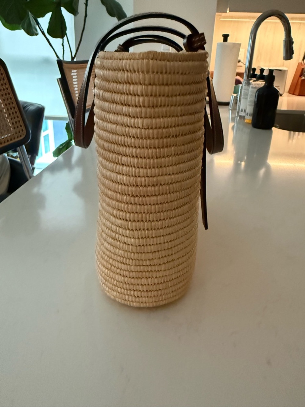 Loewe Natural Straw Tote with Brown Leather Trim - Picture 8 of 14